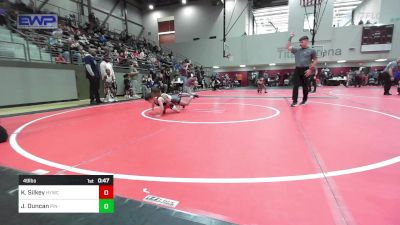 49 lbs Quarterfinal - Kenneth Silkey, Hilldale Youth Wrestling Club vs James Duncan, Pin-King All Stars