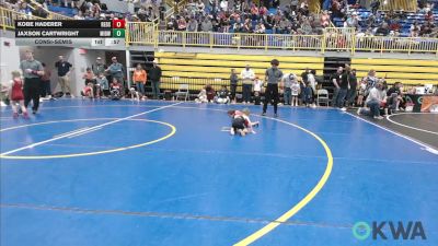 37 lbs Consolation - Kobe Haderer, Redskins Wrestling Club vs Jaxson Cartwright, Midwest City Bombers Youth Wrestling Club