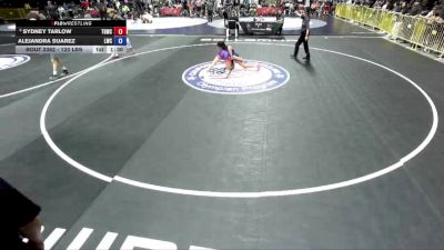 120 lbs Cons. Round 2 - Sydney Tarlow, The GR818ERS Wrestling Club vs Alejandra Suarez, Legacy Wrestling Center