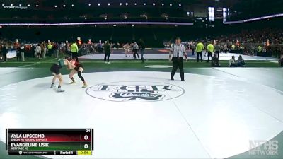 Girls-100 lbs Cons. Round 1 - Evangeline Lisik, Heritage HS vs Ayla Lipscomb, Union HS (Grand Rapids)