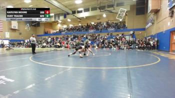 130lbs Cons. Round 4 - Ruby Tracer, Rogers (Puyallup) (Girls) vs Kaitlynn Moore, Cheney (Girls)