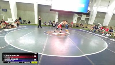 215 lbs Round 3 (8 Team) - Cayson Boltjes, Nebraska vs Mikkel Bushee, Texas Gold