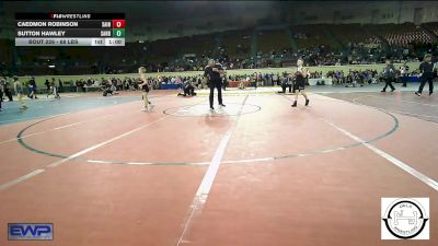 68 lbs Consi Of 8 #2 - Caedmon Robinson, Saint's Wrestling Club vs Sutton Hawley, Sand Springs Jr High