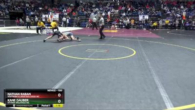 100 lbs Champ. Round 2 - Kane Dauber, Ottawa Wolfpack WC vs Nathan Raban, Southern Illinois Bulldogs WC