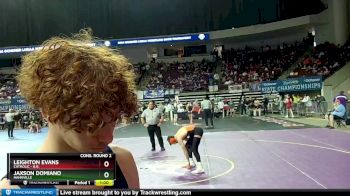 D 1 150 lbs Cons. Round 2 - Jaxson Domiano, Hahnville vs Leighton Evans, Catholic - B.R.