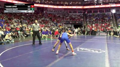 1A-120 lbs Champ. Round 2 - Kasen Lopez, West Sioux, Hawarden vs Mason Knapp, West Bend-Mallard