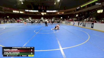 111 lbs Cons. Round 4 - Russell Gerber, Grindhouse Wrestling Club vs Sterling Johnson, Chargers Wrestling Club