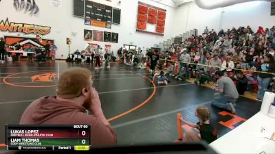 53-56 lbs Cons. Round 1 - Lukas Lopez, Greybull Basin Athletic Club vs Liam Thomas, Cody Wrestling Club