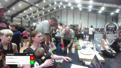 61 lbs 2nd Place - James Irvine, Team Aggression vs Jayden Crisman, Salem Elite