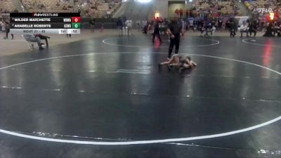 45 lbs Quarterfinal - Wilder Matchette, White Buffalo Wrestling Academy vs Arabelle Roberts, Ground Zero Wrestling Club