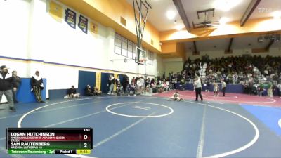 120 lbs Cons. Round 1 - Logan Hutchinson, American Leadership Academy Queen Creek vs Sam Rautenberg, Arizona Lutheran HS