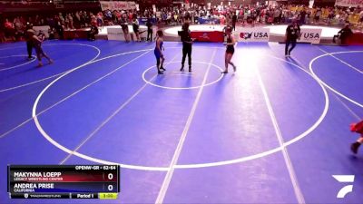 62-64 lbs Round 1 - Makynna Loepp, Legacy Wrestling Center vs Andrea Prise, California