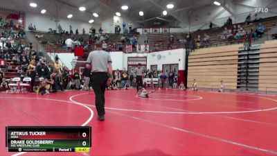 43 lbs Quarterfinal - Attikus Tucker, GGBA vs Drake Goldsberry, HSE Wrestling Club