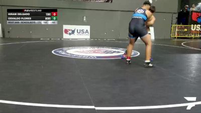 Schoolboys - 175 lbs 7th Place Match - Hiram Delgado, Team Selma Wrestling Club vs Osvaldo Flores, Madera Grapplers Wrestling Club