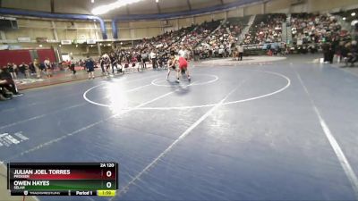 2A 120 lbs Quarterfinal - Owen Hayes, Selah vs Julian Joel Torres, Prosser