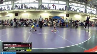 67 lbs Champ. Round 2 - Owen Salinas, Trojan Country Youth Wrestling Club vs D Angelo Chavez, Midwest Regional Training Center