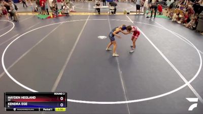 90 lbs Round 2 - Hayden Hegland, WI vs Kendra Ege, IL