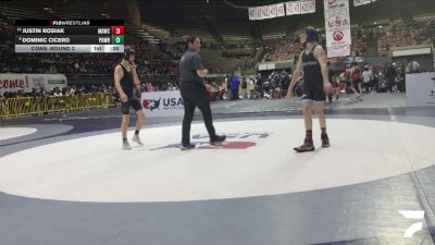 Schoolboys - 105 lbs Cons. Round 2 - Justin Rosiak, Mad Dawg Wrestling Club vs Dominic Cicero, Poway Wrestling