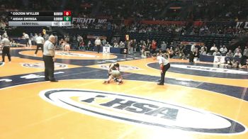 3A 106 lbs Semifinal - Colton Wyller, Aurora (Marmion Academy) vs Aidan Ortega, Glen Ellyn (Glenbard West)