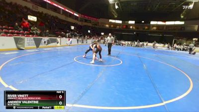 133 lbs Quarterfinal - Andrew Valentine, Blue Devils vs River Vinett, Prescott Mile High Middle Scho