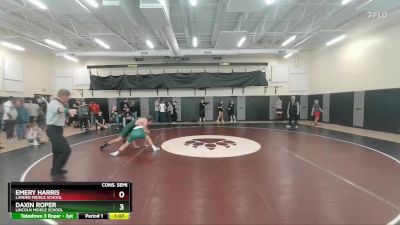 145 lbs Cons. Semi - Daxin Roper, Lincoln Middle School vs Emery Harris, Lander Middle School