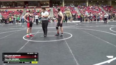 175 lbs Quarterfinal - William Newman, TEAM GRIND HOUSE vs Tallon Grubbs, Hugoton Wrestling Club