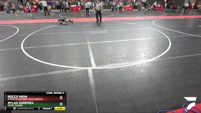 60 lbs Cons. Round 3 - Rocco Mion, Poynette Panther Youth Wrestli vs Rylan Haremza, Crass Trained