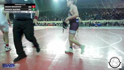 96 lbs Round Of 64 - Mason Broadfoot, Crossings Christian School vs Maddox Masters, Pryor Tigers Wrestling