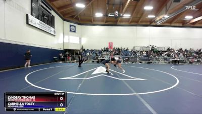 138 lbs Quarterfinal - Lyndsay Thomas, Southwestern Oregon CC vs Carmella Foley, Menlo College