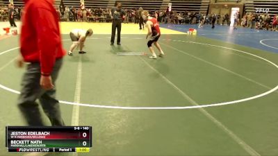 140 lbs Cons. Round 2 - Jeston Edelbach, W-K (Wabasha/Kellogg) vs Beckett Nath, Marshall/Lakeview/RTR
