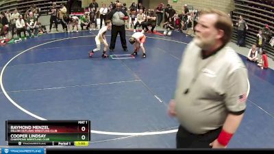 64 lbs Quarterfinal - Cooper Lindsay, Champions Wrestling Club vs Raymond Menzel, Fallon Outlaws Wrestling Club