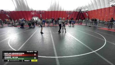 102 lbs Cons. Round 2 - Baylan Hendrickson, Pardeeville Boys Club Youth Wrestling vs Gabriel Beyer, Freedom High School Wrestling