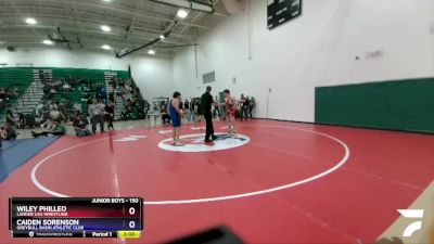 150 lbs Cons. Semi - Wiley Philleo, Lander USA Wrestling vs Caiden Sorenson, Greybull Basin Athletic Club