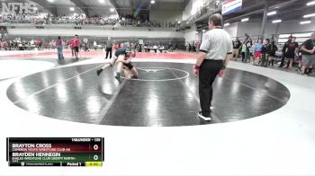 135 lbs Cons. Round 5 - Brayton Cross, Cameron Youth Wrestling Club-AA vs Brayden Hennegin, Eagles Wrestling Club Liberty North-AAA