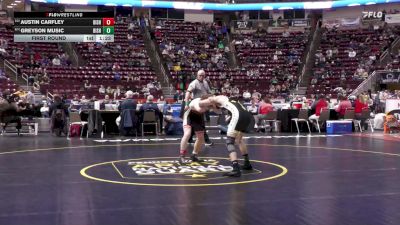 127 lbs First Round - Austin Carfley, Bishop McCort vs Greyson Music, Bishop McDevitt