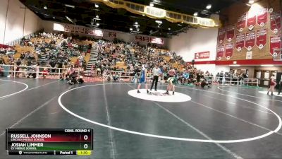 105 lbs Cons. Round 4 - Russell Johnson, Lincoln Middle School vs Josiah Limmer, CY Middle School