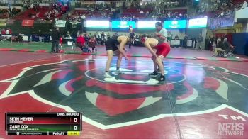 A - 205 lbs Cons. Round 2 - Zane Cox, Park / Sweet Grass Co vs Seth Meyer, Lockwood
