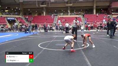 64 lbs Cons. Round 6 - Clayton Staples, Greater Heights Wrestling vs Geo Burney, RSA