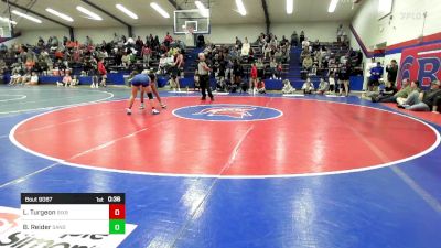 126 lbs Consi Of 8 #2 - Lily Turgeon, Bixby HS Girls vs Brooklyne Reider, Sand Springs JH (SS)