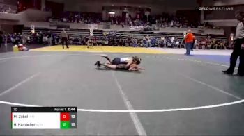 70 lbs Placement (4 Team) - Mason Zabel, PEM (Plainview/Elgin/Millville) vs Harper Hamacher, Becker