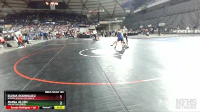 Girls 3A/4A 140 Cons. Round 3 - Elena Rodriguez, Rogers (Puyallup) (Girls) vs Raina Allen, Arlington (Girls)