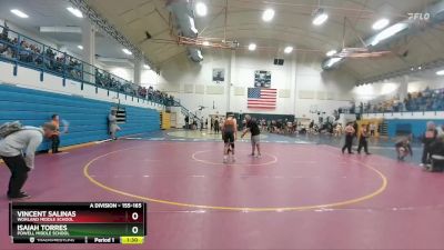 155-165 lbs Round 1 - Vincent Salinas, Worland Middle School vs Isaiah Torres, Powell Middle School