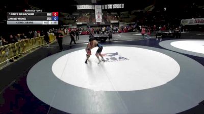 120 lbs Cons. Semis - Brice Bearchum, Red Bluff High School Wrestling vs James Wong, Community Youth Center - Concord Campus Wrestling