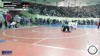 120 lbs Round Of 64 - Landon Achziger, Team Choctaw vs Riley Williams, Norman Jr High