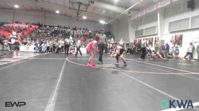 90 lbs Consi Of 8 #2 - Luke Stevens, Beggs Youth Wrestling Program vs Acelynn Hauenstein, Tiger Trained Wrestling