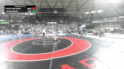Boys 2A 113 lbs Champ. Round 1 - Scott Bollinger, West Valley (Spokane) vs Zayne Martin, Ridgefield
