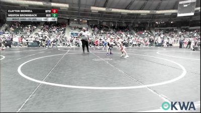 70 lbs Round Of 32 - Clayton Merrell, Mannford Pirate Youth Wrestling vs Weston Brownback, Husky WC