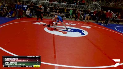 102 lbs Champ. Round 1 - Ryne Harder, Pinedale Pummelers Wrestling Club vs Cael Stokes, Evanston Elite Wrestling Club