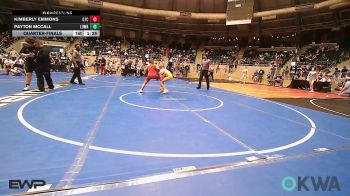 91 lbs Quarterfinal - Kimberly Emmons, Grove Takedown Club vs Payton Mccall, Lady Outlaw Wrestling Academy