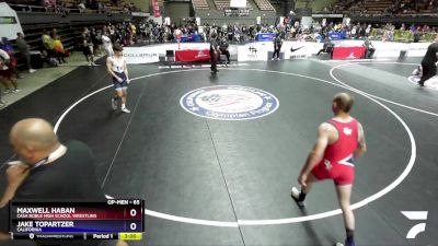 65 lbs Champ. Round 2 - Maxwell Haban, Casa Roble High School Wrestling vs Jake Topartzer, California